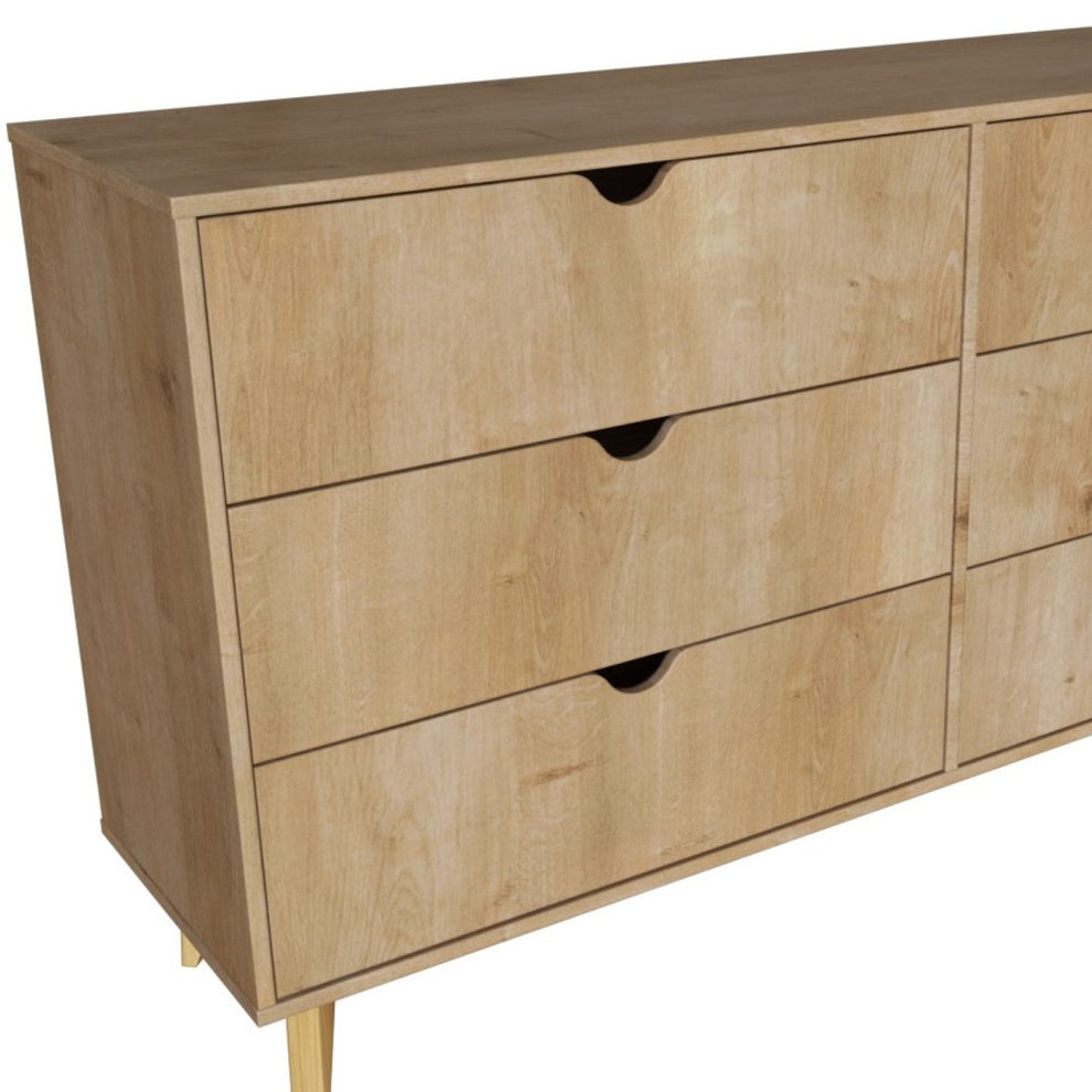 Natural Six Drawer Double Dresser By Homeroots | Dressers | Modishstore - 6
