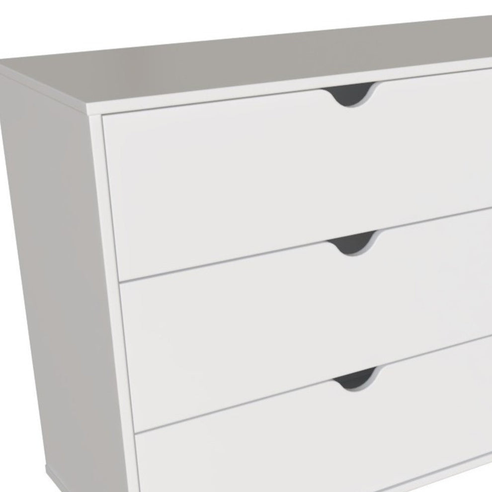 White Scoop Handle Six Drawer Double Dresser By Homeroots | Dressers | Modishstore - 6