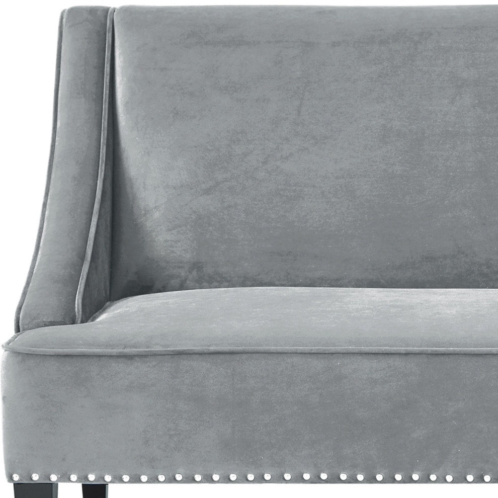 Gray And Brown Upholstered Velvet Bench By Homeroots | Benches | Modishstore - 2