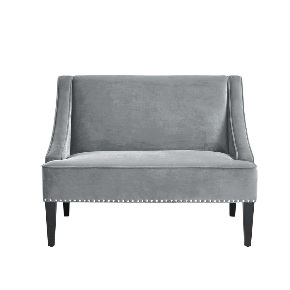 Gray And Brown Upholstered Velvet Bench By Homeroots | Benches | Modishstore - 8
