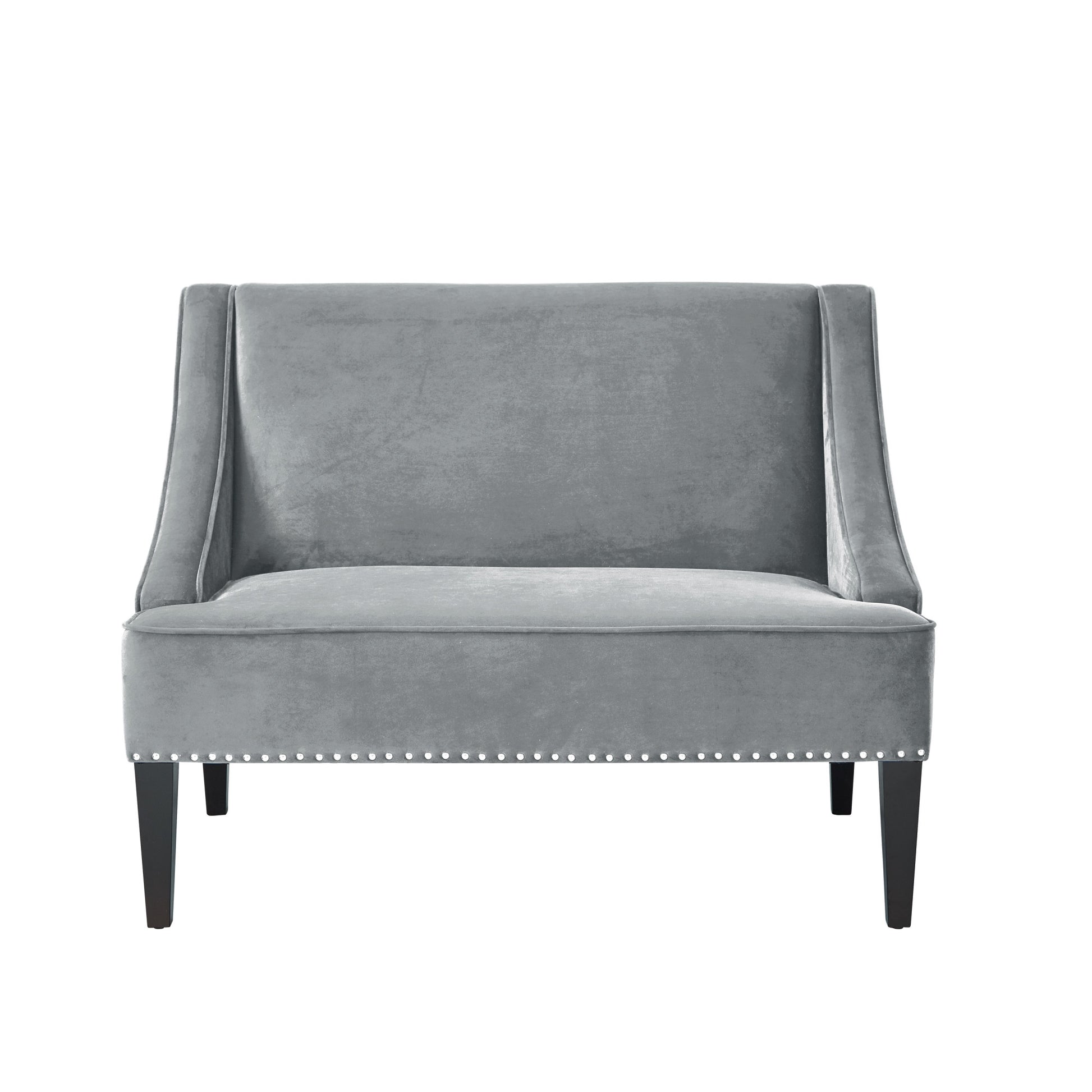 Gray And Brown Upholstered Velvet Bench By Homeroots | Benches | Modishstore - 1