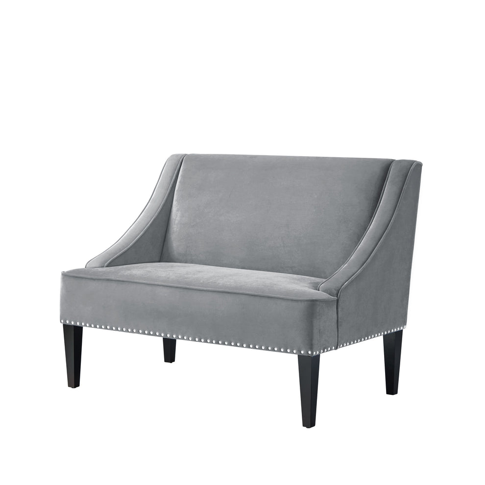 Gray And Brown Upholstered Velvet Bench By Homeroots | Benches | Modishstore - 4