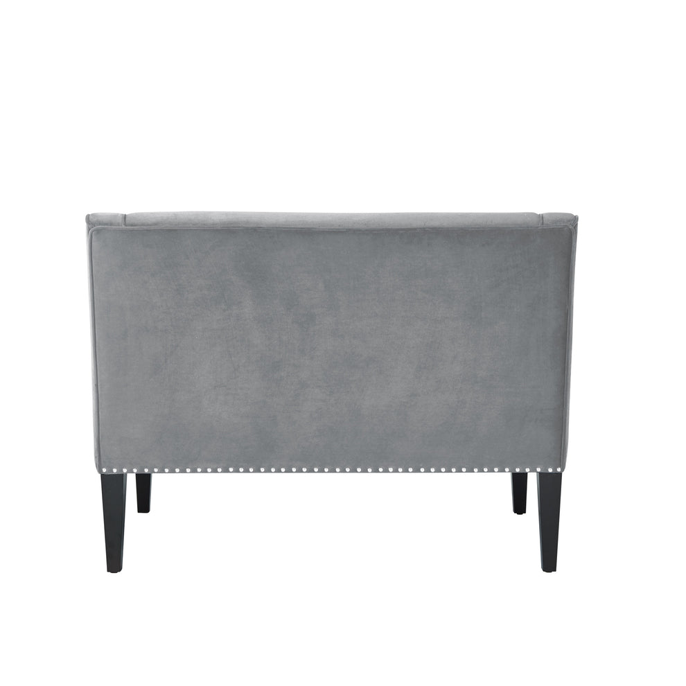 Gray And Brown Upholstered Velvet Bench By Homeroots | Benches | Modishstore - 6