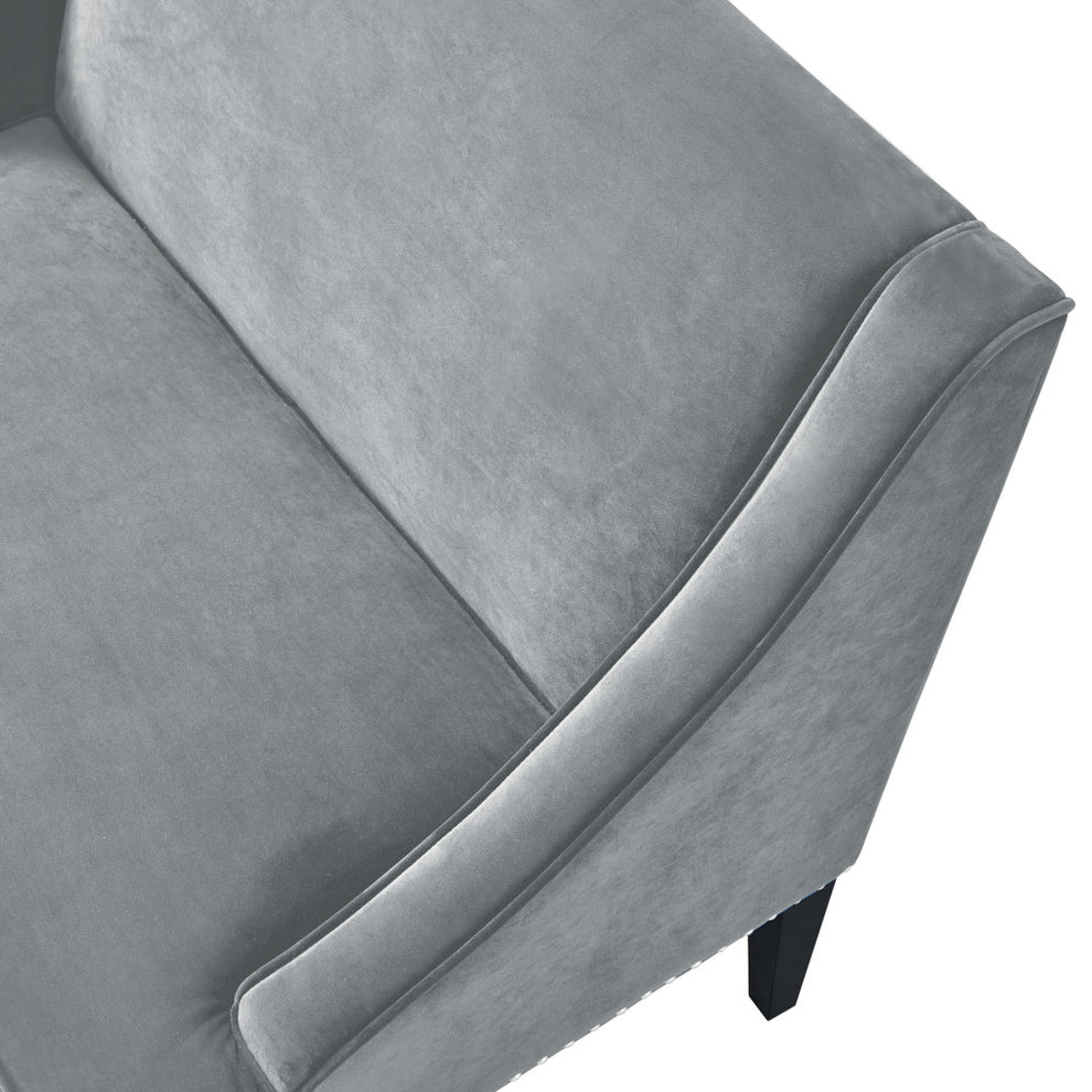 Gray And Brown Upholstered Velvet Bench By Homeroots | Benches | Modishstore - 5