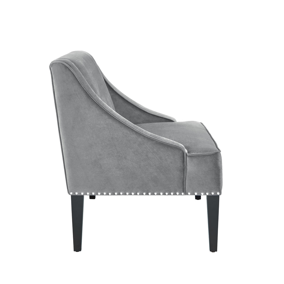 Gray And Brown Upholstered Velvet Bench By Homeroots | Benches | Modishstore - 7
