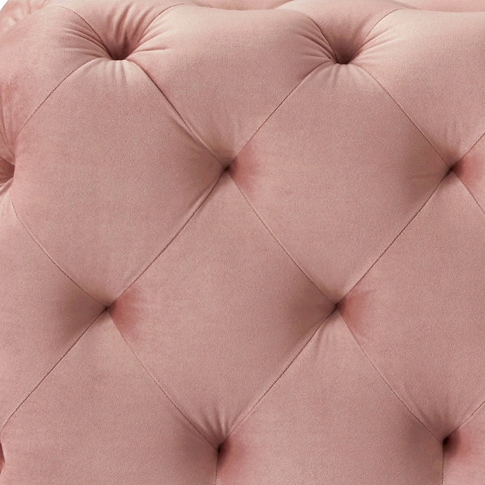 Blush And Black Upholstered Velvet Bench By Homeroots | Benches | Modishstore - 2