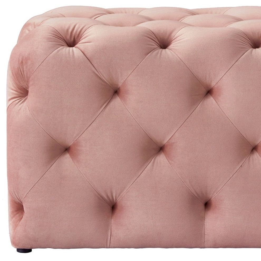 Blush And Black Upholstered Velvet Bench By Homeroots | Benches | Modishstore - 8