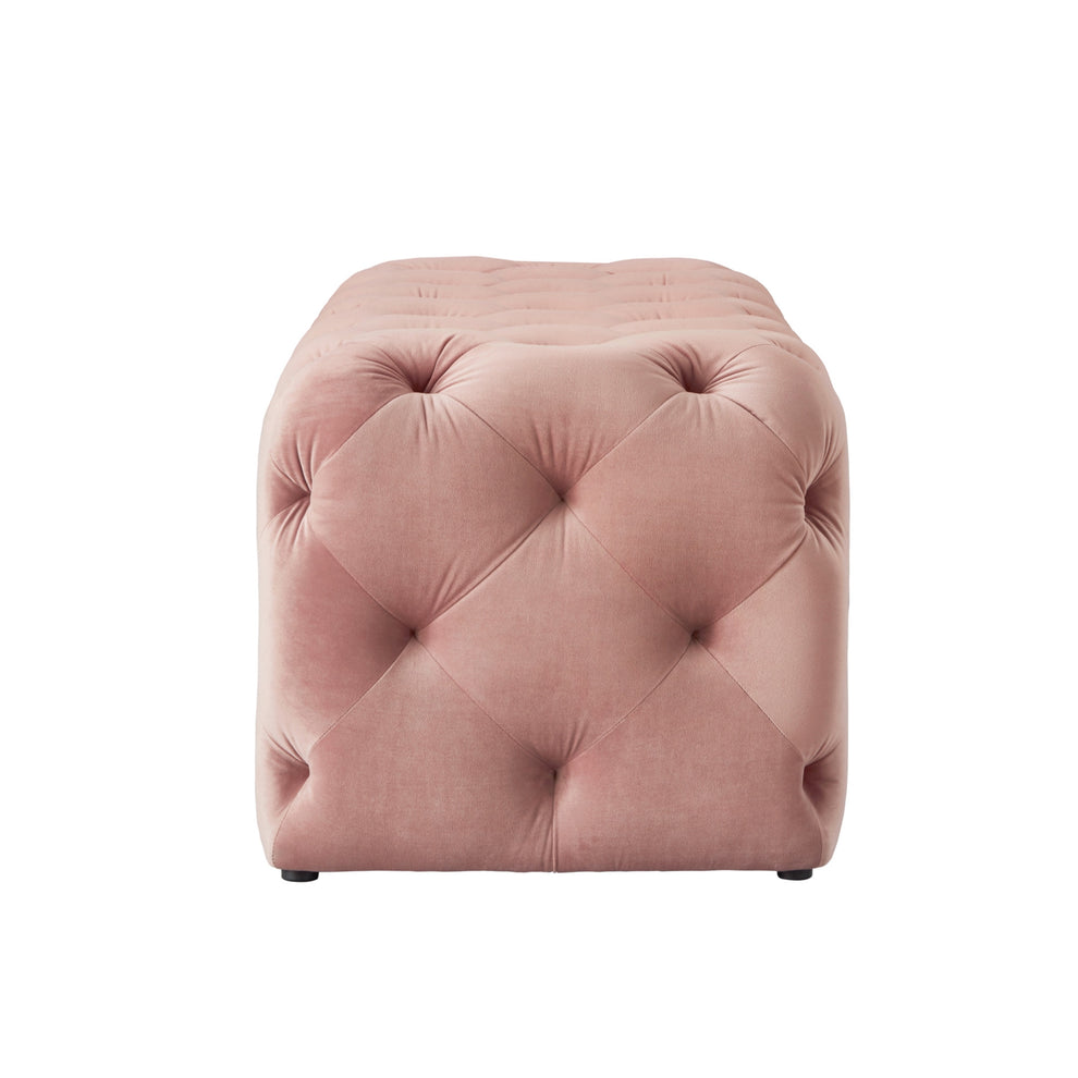 Blush And Black Upholstered Velvet Bench By Homeroots | Benches | Modishstore - 3