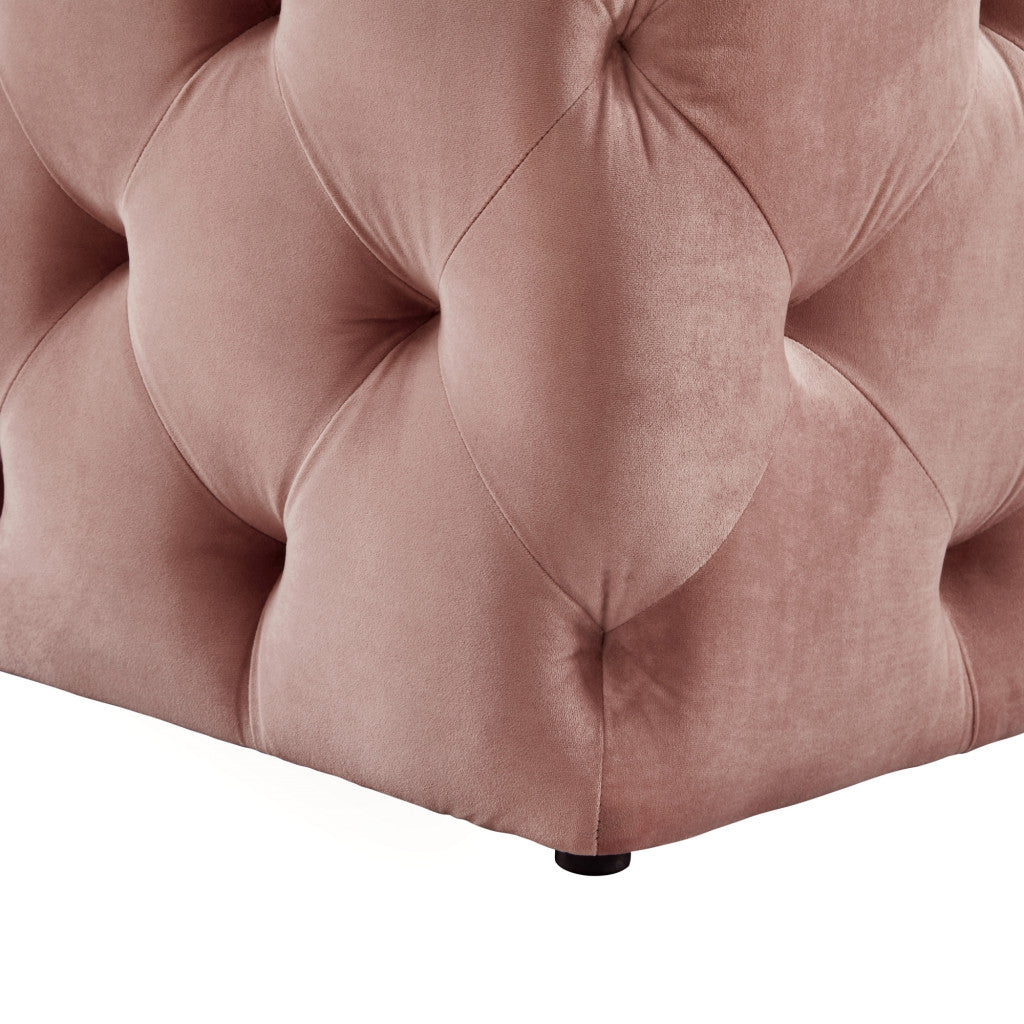 Blush And Black Upholstered Velvet Bench By Homeroots | Benches | Modishstore - 7