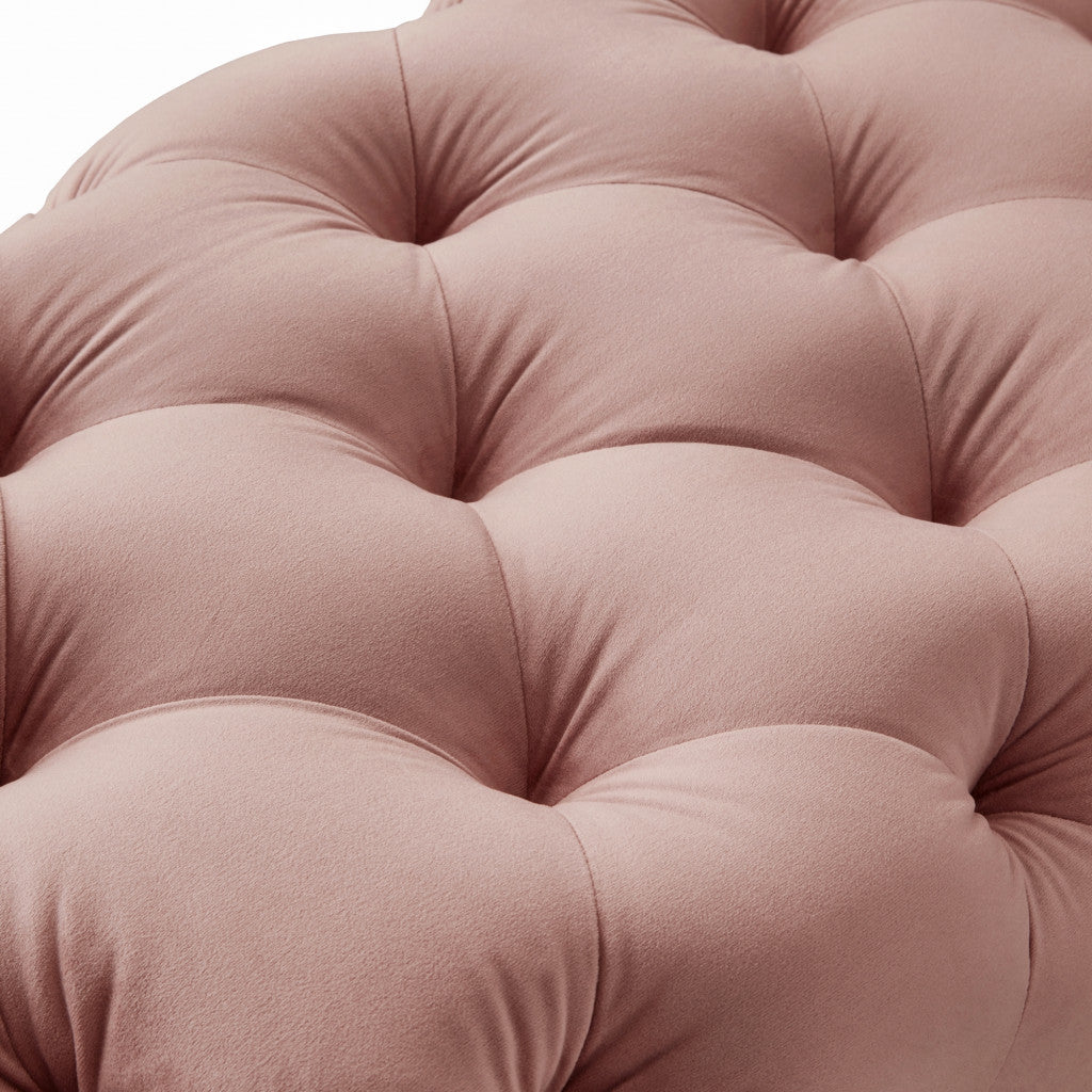 Blush And Black Upholstered Velvet Bench By Homeroots | Benches | Modishstore - 5