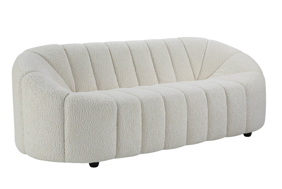 White Sherpa Sofa With Black Legs By Homeroots | Sofas | Modishstore - 2