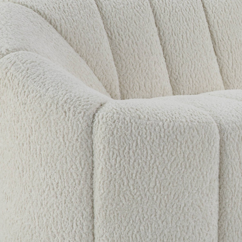 White Sherpa Sofa With Black Legs By Homeroots | Sofas | Modishstore - 3