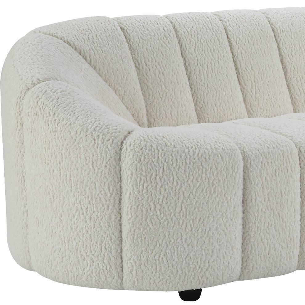 White Sherpa Sofa With Black Legs By Homeroots | Sofas | Modishstore - 4