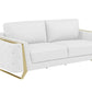 White Italian Leather Sofa With Gold Legs By Homeroots | Sofas | Modishstore - 3