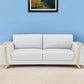 White Italian Leather Sofa With Gold Legs By Homeroots | Sofas | Modishstore - 1