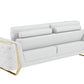 White Italian Leather Sofa With Gold Legs By Homeroots | Sofas | Modishstore - 4