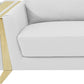 White Italian Leather Sofa With Gold Legs By Homeroots | Sofas | Modishstore - 8