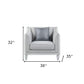 Light Gray and Brown Linen Tufted Distressed Club Chair And Toss Pillow By Homeroots | Accent Chairs | Modishstore - 5