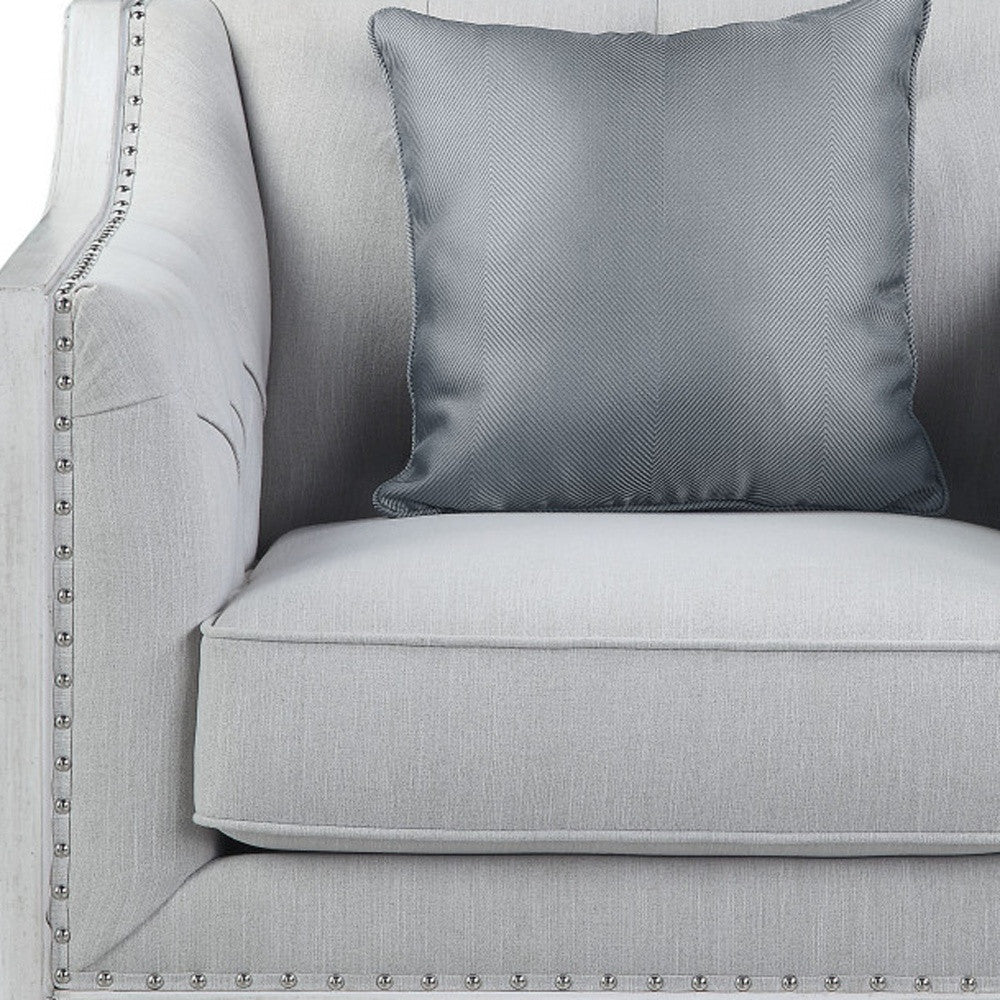 Light Gray and Brown Linen Tufted Distressed Club Chair And Toss Pillow By Homeroots | Accent Chairs | Modishstore - 3