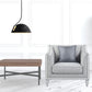 Light Gray and Brown Linen Tufted Distressed Club Chair And Toss Pillow By Homeroots | Accent Chairs | Modishstore - 2