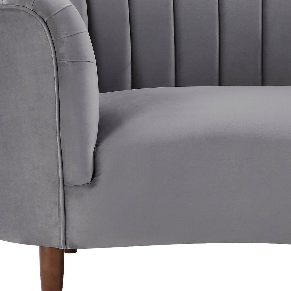 Gray and Black Velvet Striped Arm Chair By Homeroots | Accent Chairs | Modishstore - 3
