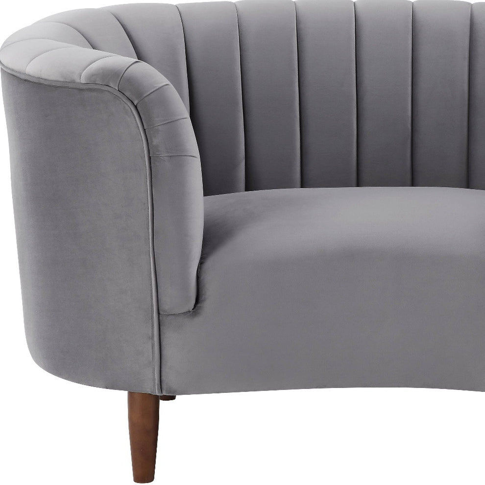 Gray and Black Velvet Striped Arm Chair By Homeroots | Accent Chairs | Modishstore - 4