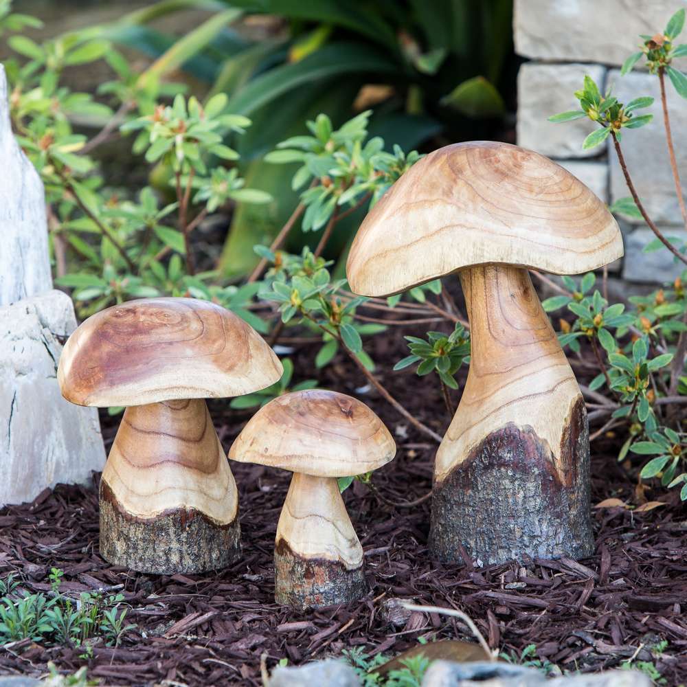 Chinaberry Mushroom Set of 4 By Garden Age Supply | Sculptures | Modishstore - 1