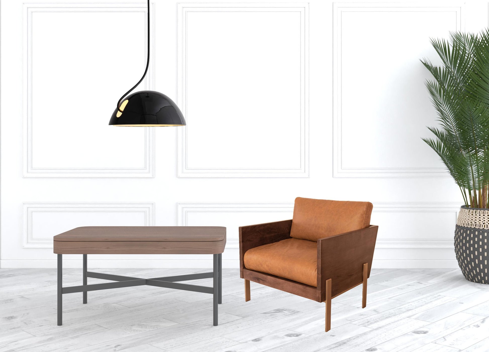 Carmel Brown Top Grain Leather And Gold Arm Chair By Homeroots | Accent Chairs | Modishstore - 2