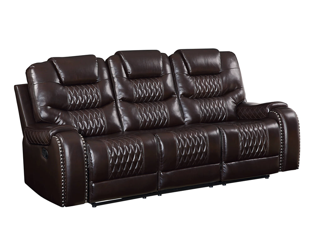 Brown Faux Leather Reclining Sofa With Black Legs By Homeroots | Sofas | Modishstore - 2