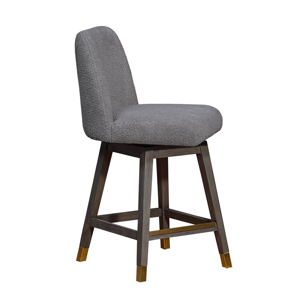Gray Solid Wood Swivel Bar Chair By Homeroots | Bar Stools | Modishstore - 2