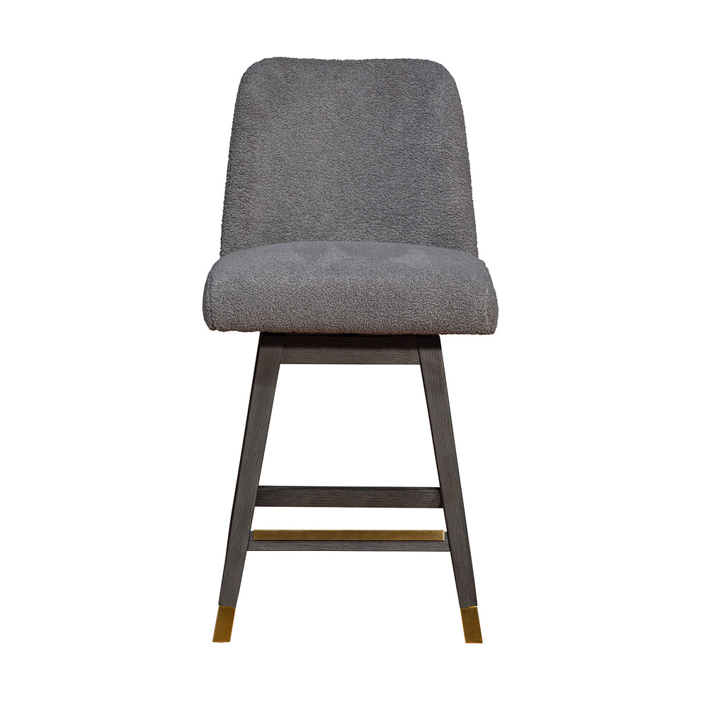 Gray Solid Wood Swivel Bar Chair By Homeroots | Bar Stools | Modishstore - 3