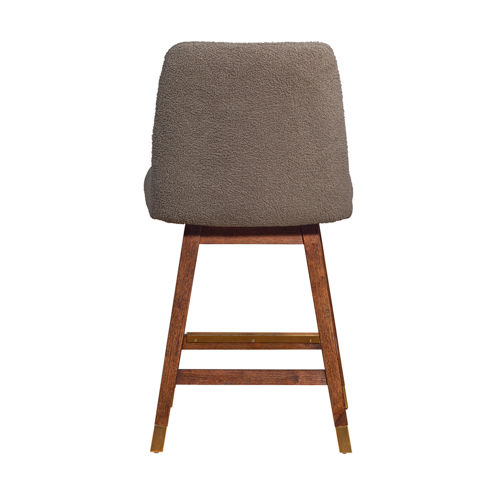 Taupe and Brown Solid Wood Counter Height Swivel Bar Chair By Homeroots | Bar Stools | Modishstore - 5