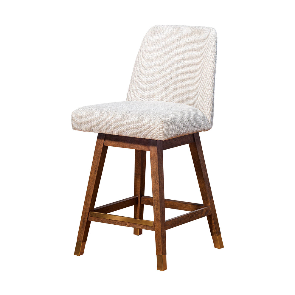 Beige And Brown Solid Wood Swivel Counter Height Bar Chair By Homeroots | Bar Stools | Modishstore - 8