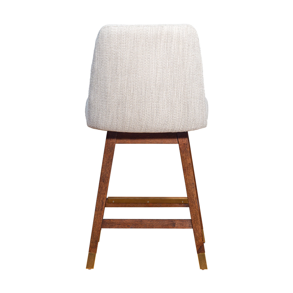 Beige And Brown Solid Wood Swivel Counter Height Bar Chair By Homeroots | Bar Stools | Modishstore - 5