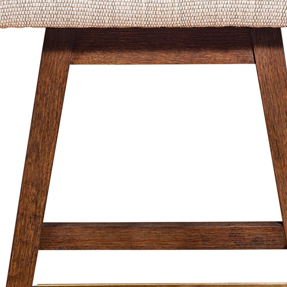 Beige And Brown Solid Wood Swivel Counter Height Bar Chair By Homeroots | Bar Stools | Modishstore - 7