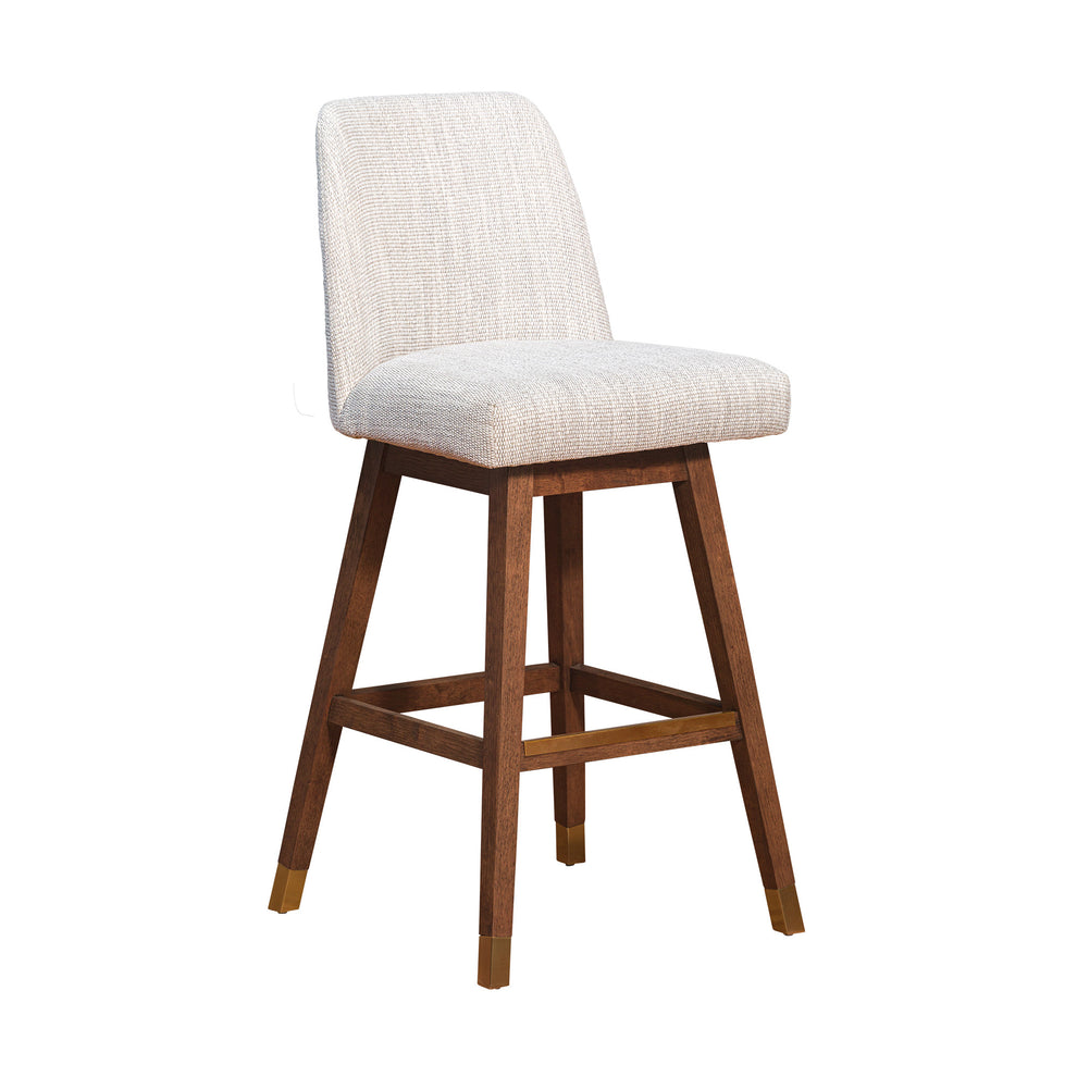 Beige and Brown Solid Wood Bar Height Swivel Bar Chair By Homeroots | Bar Stools | Modishstore - 6