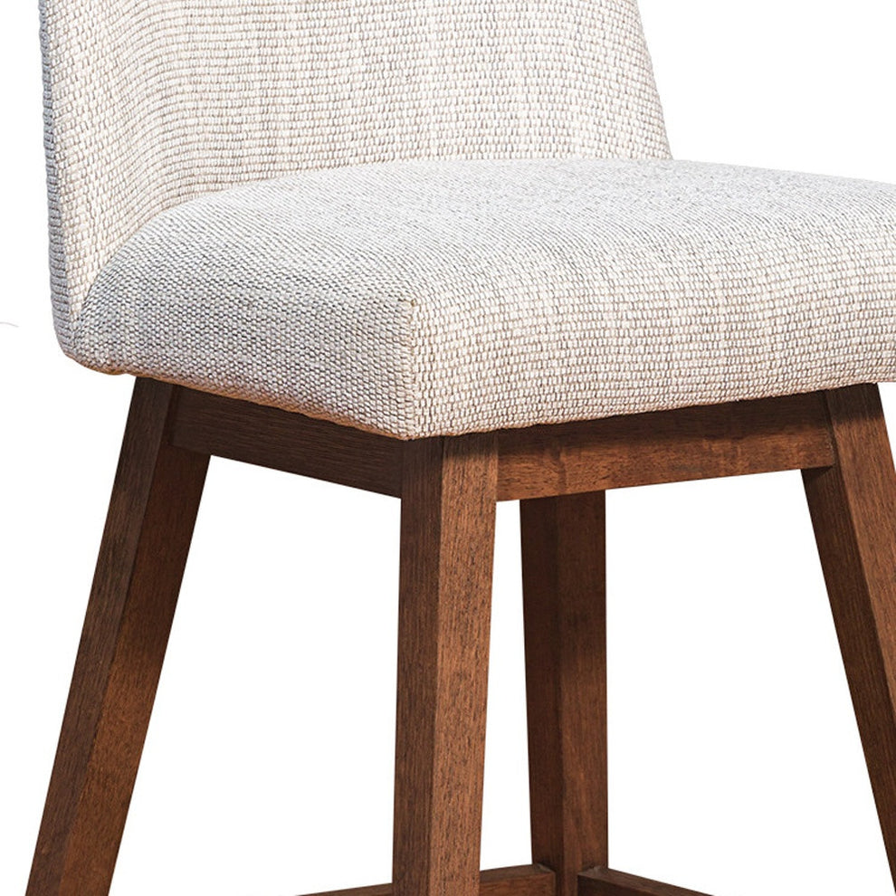 Beige and Brown Solid Wood Bar Height Swivel Bar Chair By Homeroots | Bar Stools | Modishstore - 7