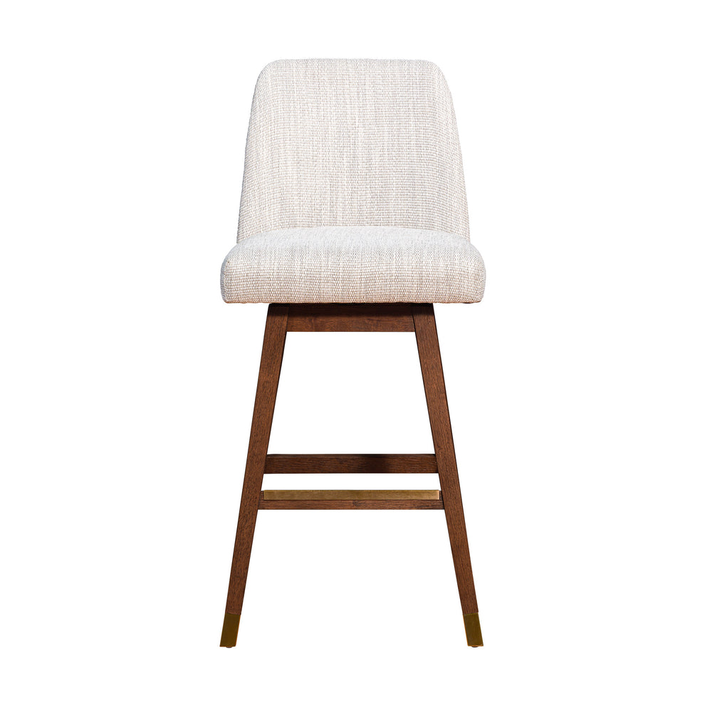 Beige and Brown Solid Wood Bar Height Swivel Bar Chair By Homeroots | Bar Stools | Modishstore - 3
