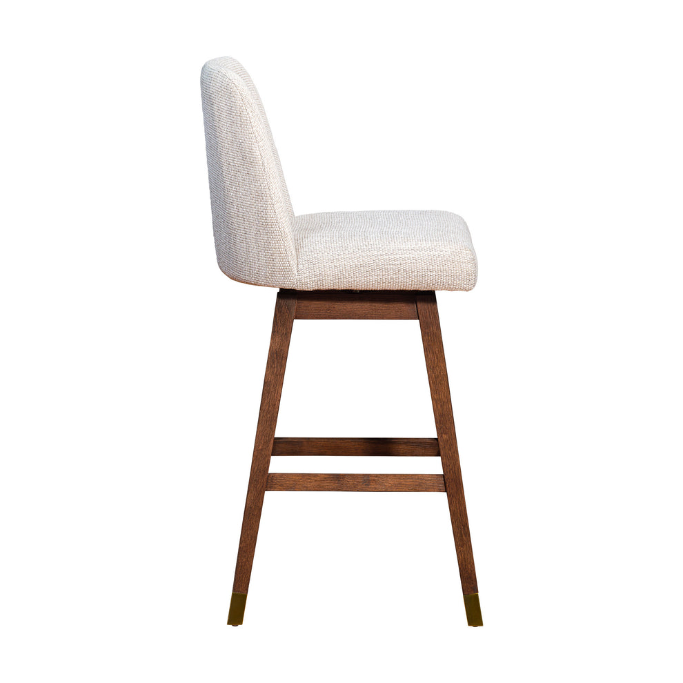Beige and Brown Solid Wood Bar Height Swivel Bar Chair By Homeroots | Bar Stools | Modishstore - 4