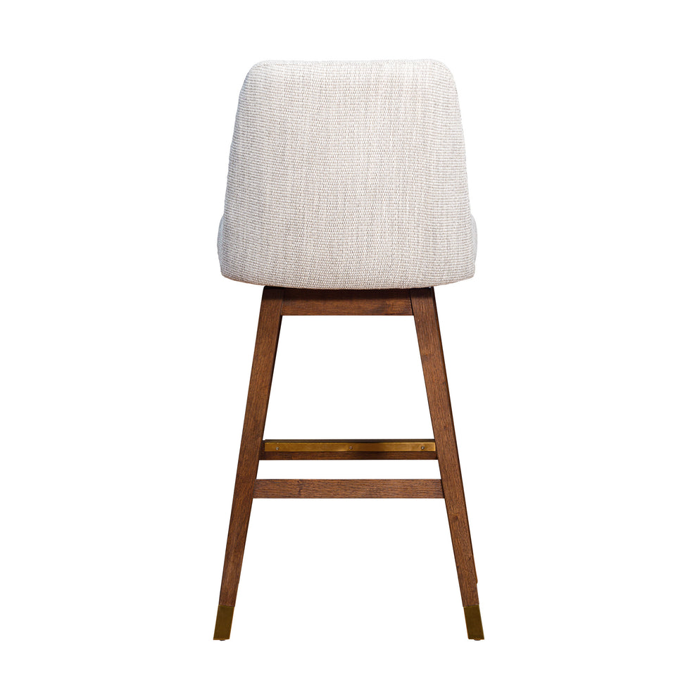 Beige and Brown Solid Wood Bar Height Swivel Bar Chair By Homeroots | Bar Stools | Modishstore - 5