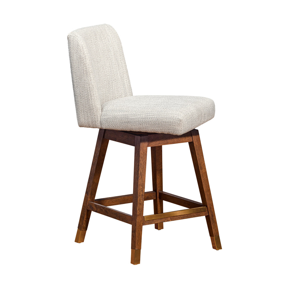 Beige And Brown Solid Wood Swivel Bar Height Bar Chair By Homeroots | Bar Stools | Modishstore - 2