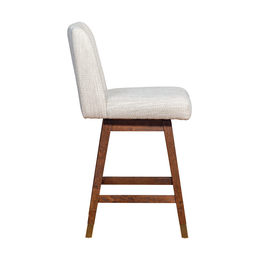 Beige And Brown Solid Wood Swivel Bar Height Bar Chair By Homeroots | Bar Stools | Modishstore - 4