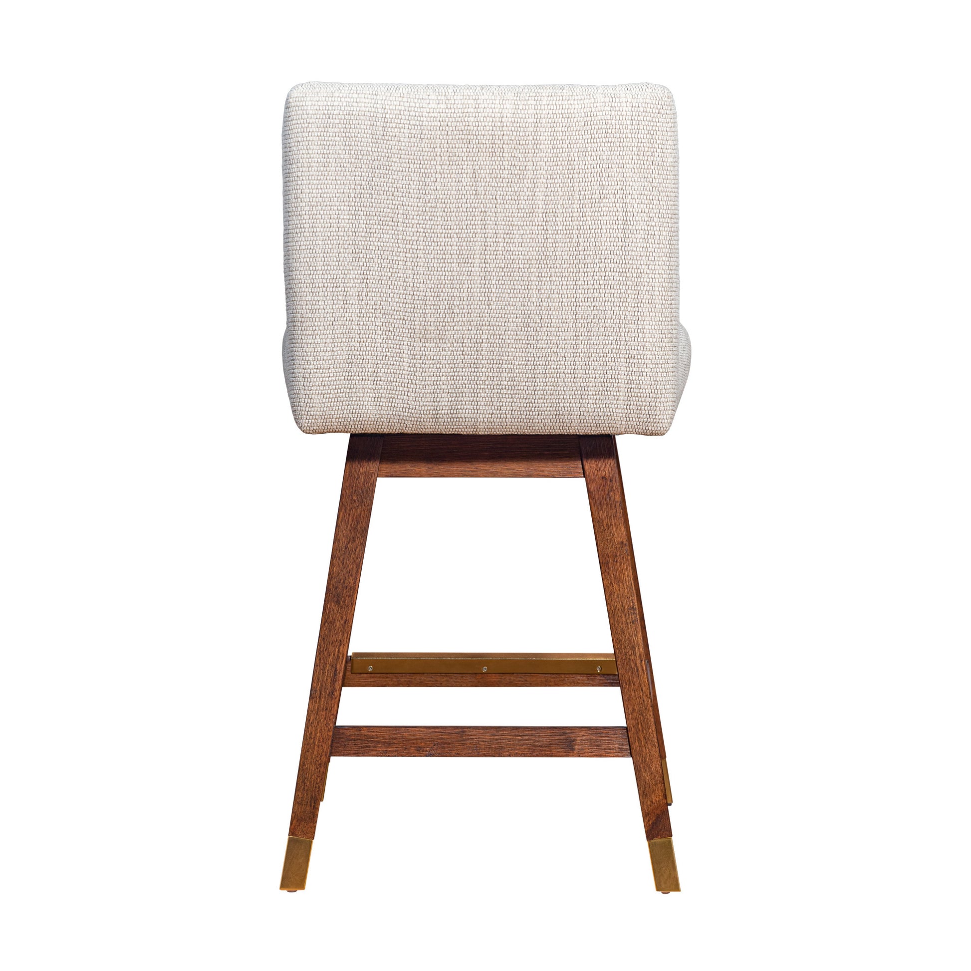 Beige And Brown Solid Wood Swivel Bar Height Bar Chair By Homeroots | Bar Stools | Modishstore - 5