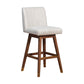 Beige and Wood Brown Solid Wood Bar Height Swivel Bar Chair By Homeroots | Bar Stools | Modishstore - 6