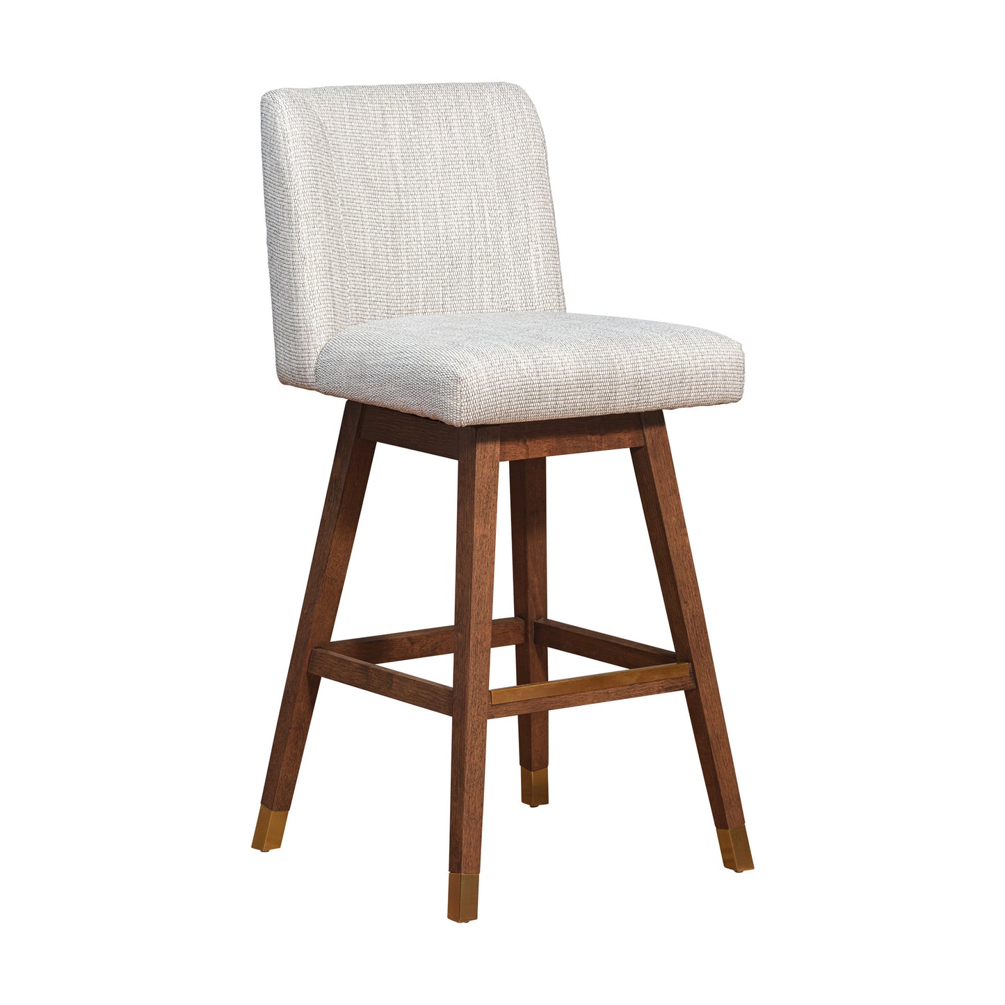 Beige and Wood Brown Solid Wood Bar Height Swivel Bar Chair By Homeroots | Bar Stools | Modishstore - 6