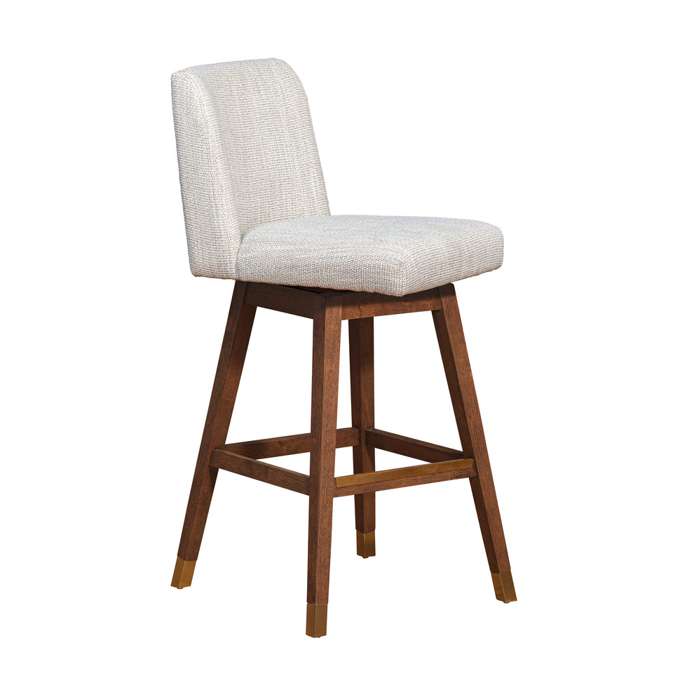 Beige and Wood Brown Solid Wood Bar Height Swivel Bar Chair By Homeroots | Bar Stools | Modishstore - 2