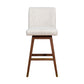 Beige and Wood Brown Solid Wood Bar Height Swivel Bar Chair By Homeroots | Bar Stools | Modishstore - 3