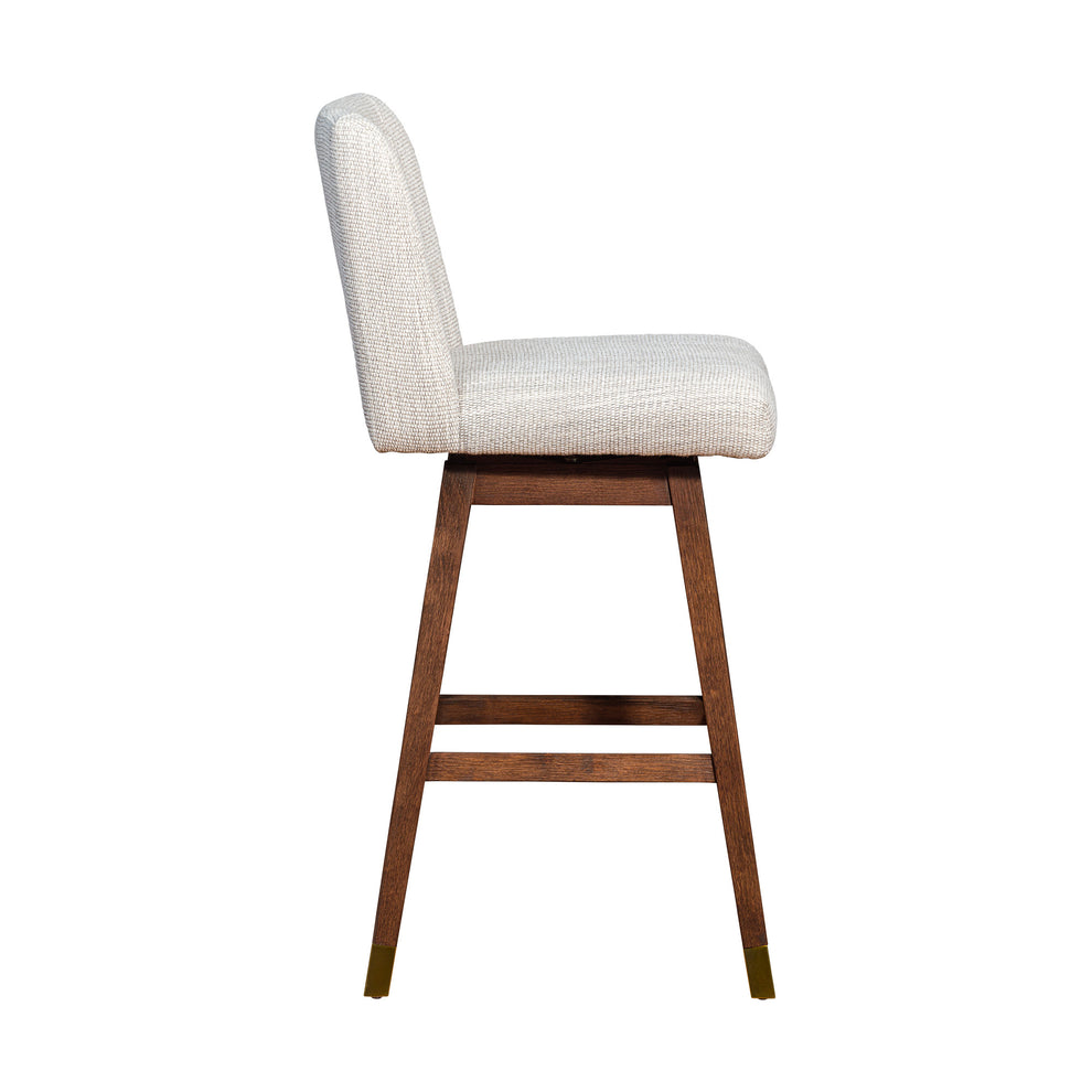 Beige and Wood Brown Solid Wood Bar Height Swivel Bar Chair By Homeroots | Bar Stools | Modishstore - 4