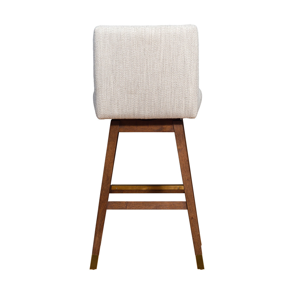 Beige and Wood Brown Solid Wood Bar Height Swivel Bar Chair By Homeroots | Bar Stools | Modishstore - 5