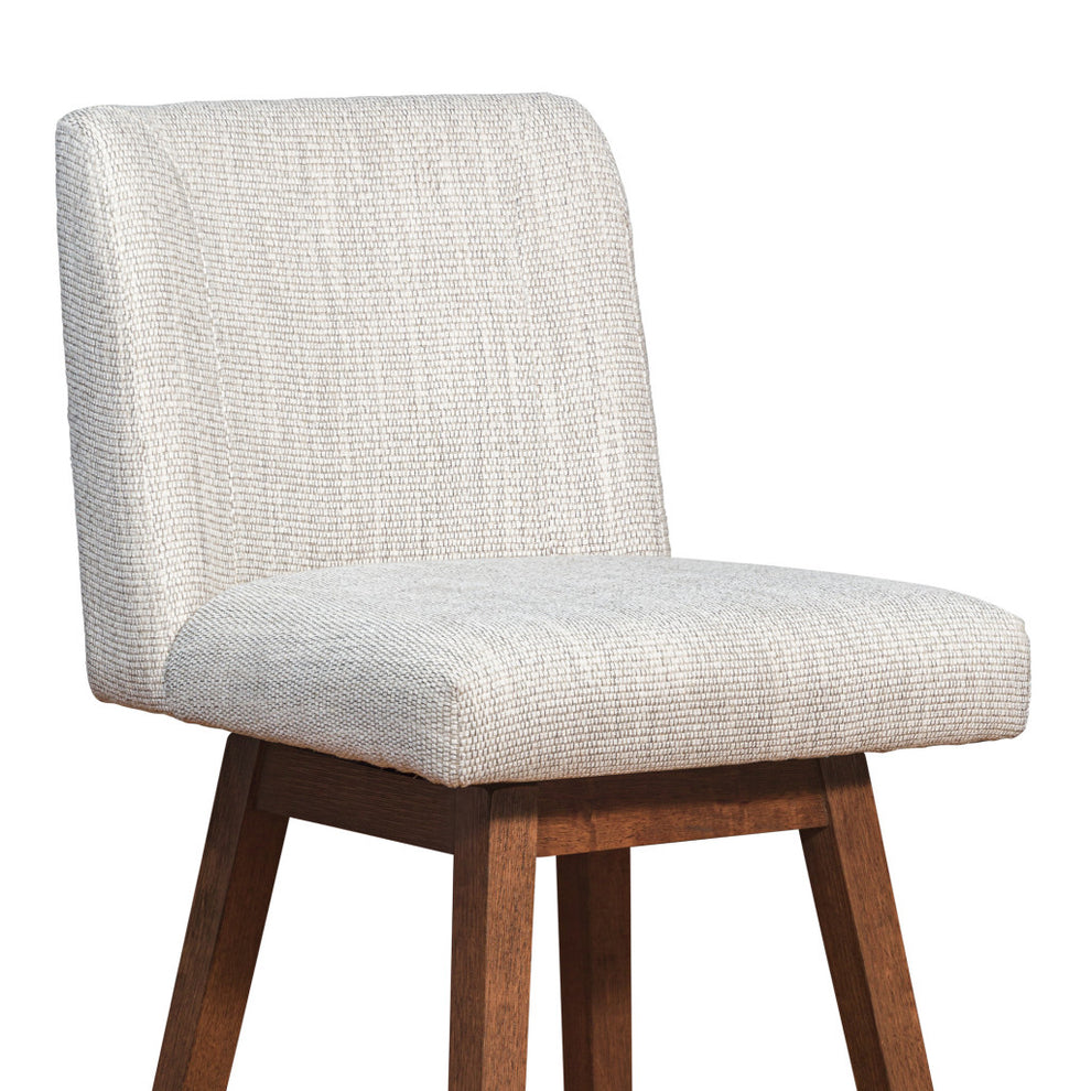 Beige and Wood Brown Solid Wood Bar Height Swivel Bar Chair By Homeroots | Bar Stools | Modishstore - 8